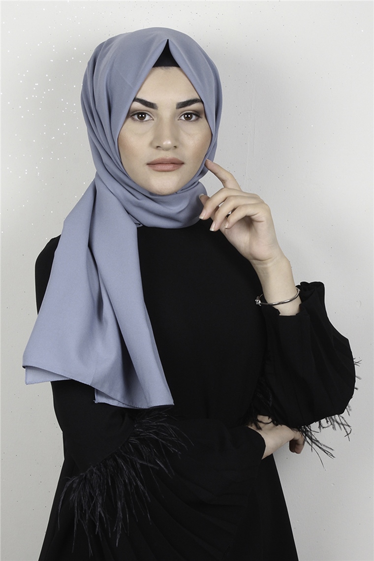 Şifon Şal Düz Renk 1293-71 Buz Mavisi