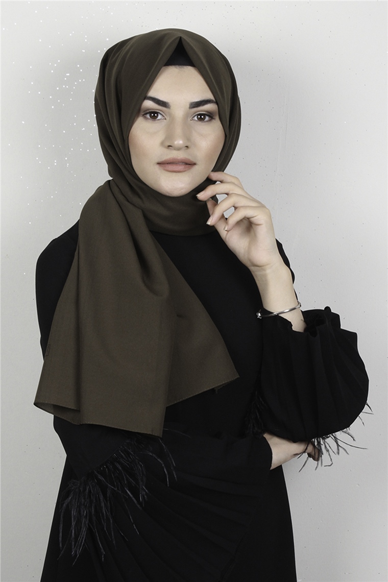 Şifon Şal Düz Renk 1293-72 Kahverengi