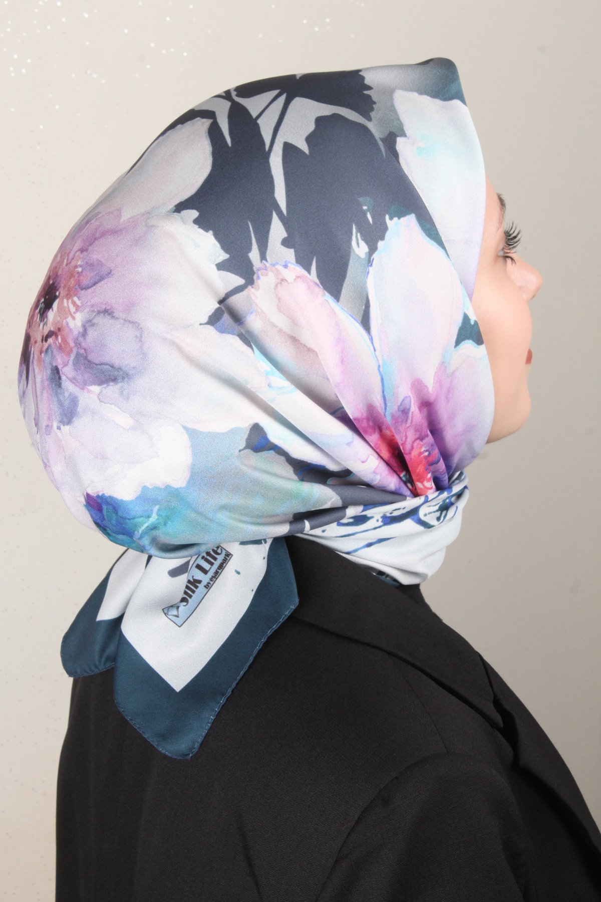 Silk Life Lotus Eşarp 4120-11 Petrol Mavisi