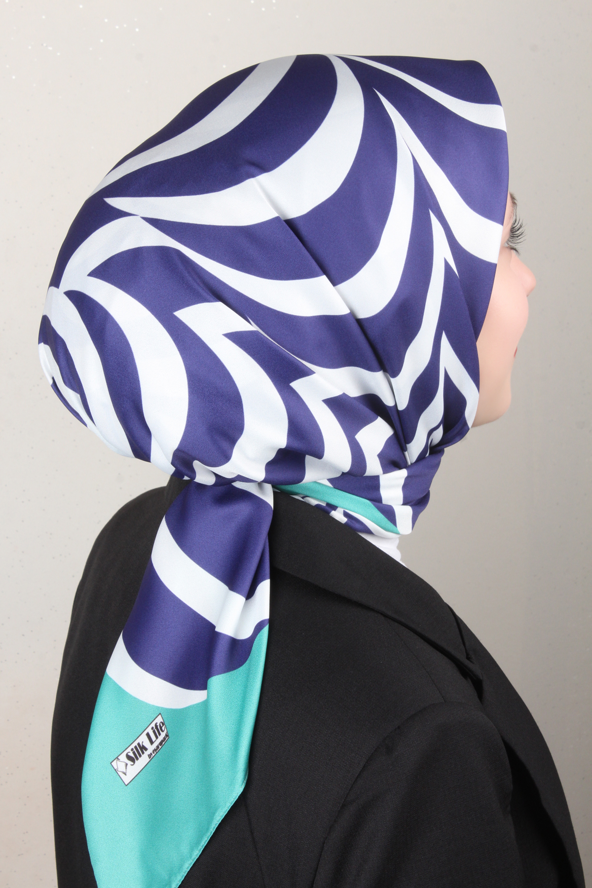 Silk Life Lotus Eşarp 4122-1 Mor-Yeşil