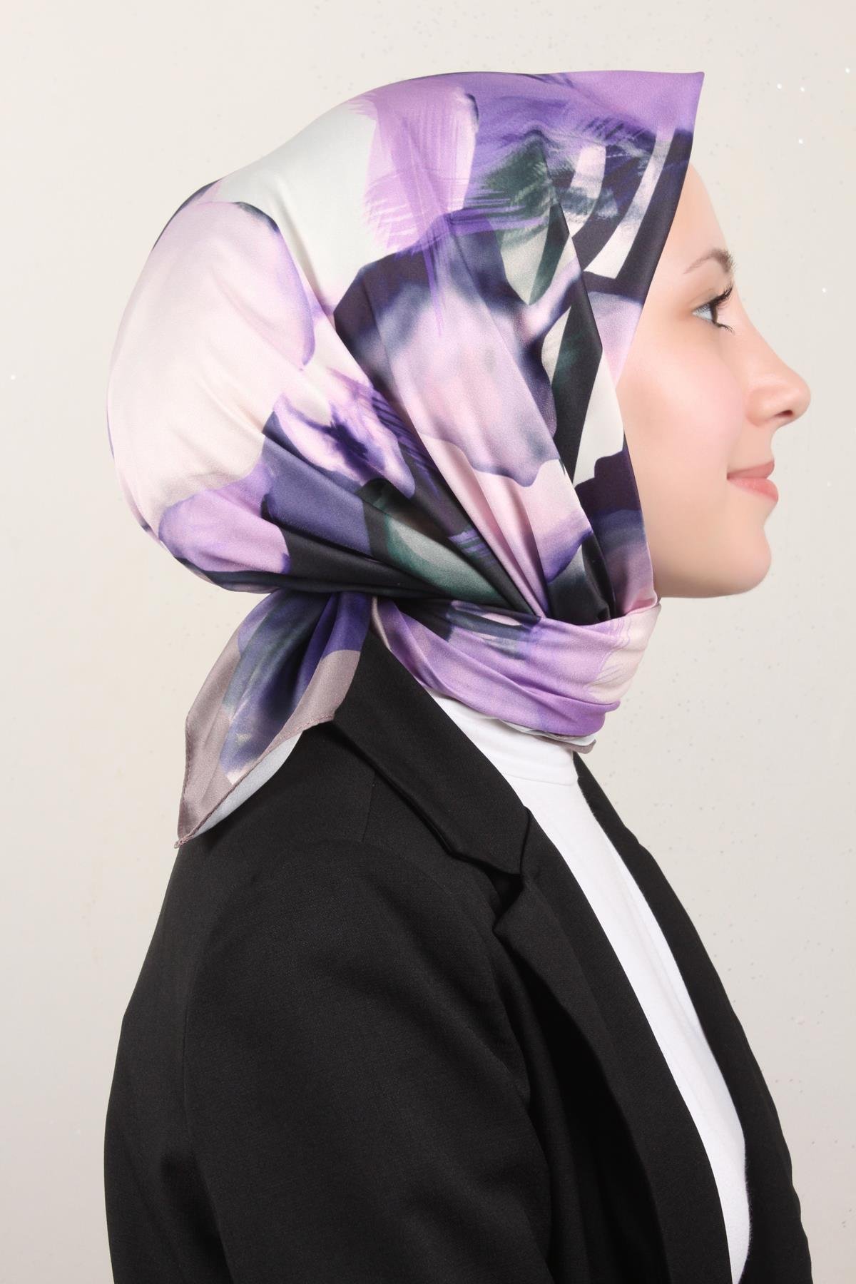 Silk Life Lotus Eşarp 4123-10 Mor