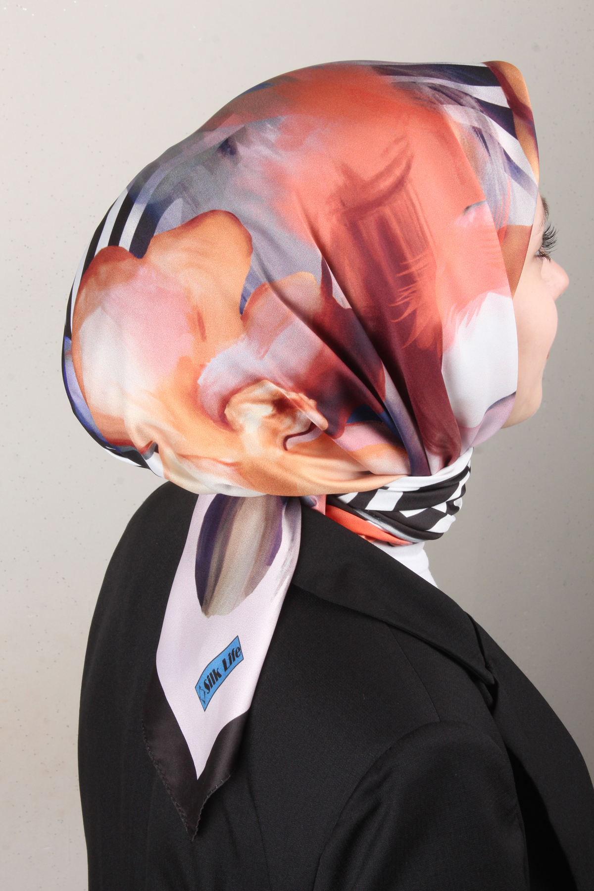 Silk Life Lotus Eşarp 4123-4 Turuncu