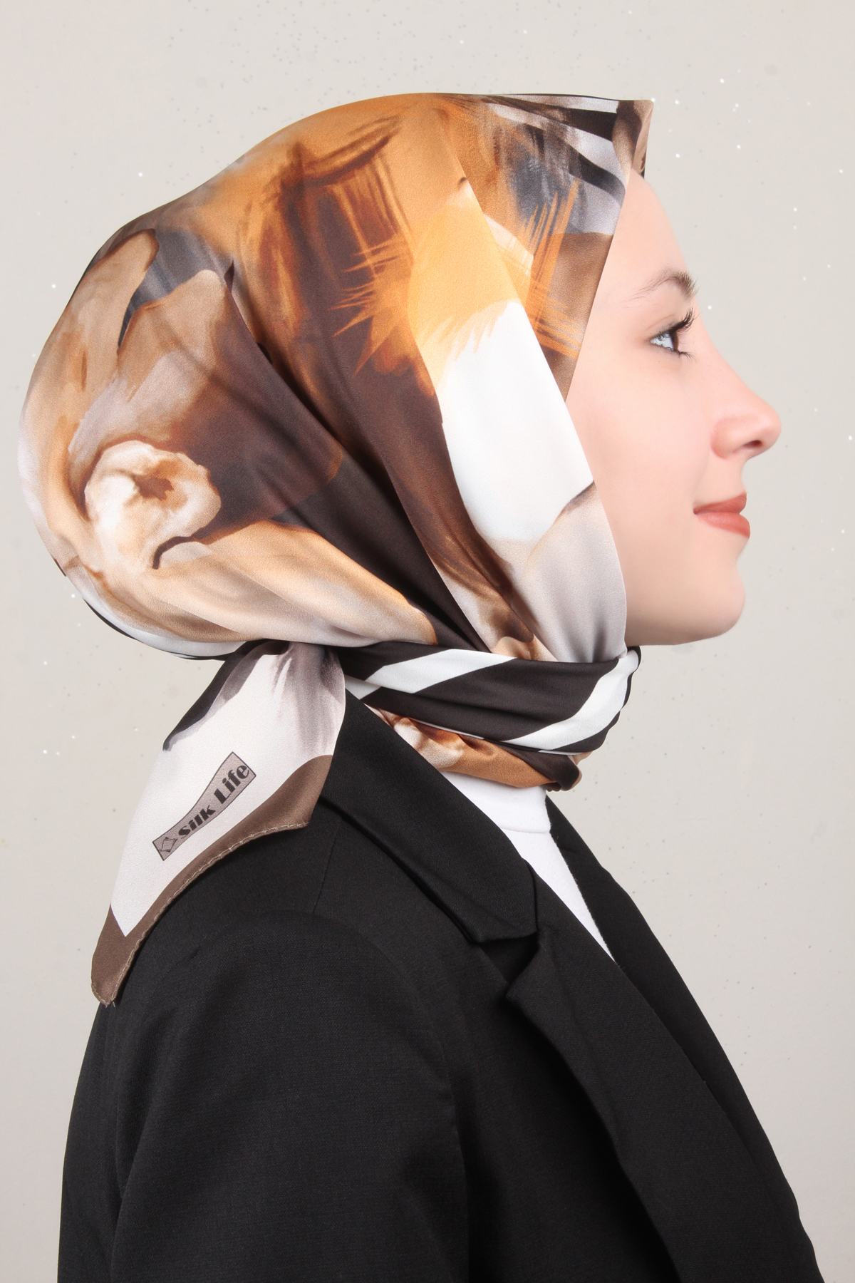 Silk Life Lotus Eşarp 4123-6 Koyu Haki