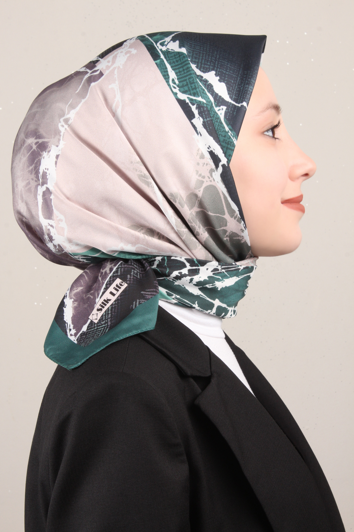 Silk Life Lotus Eşarp 4124-7 Zümrüt