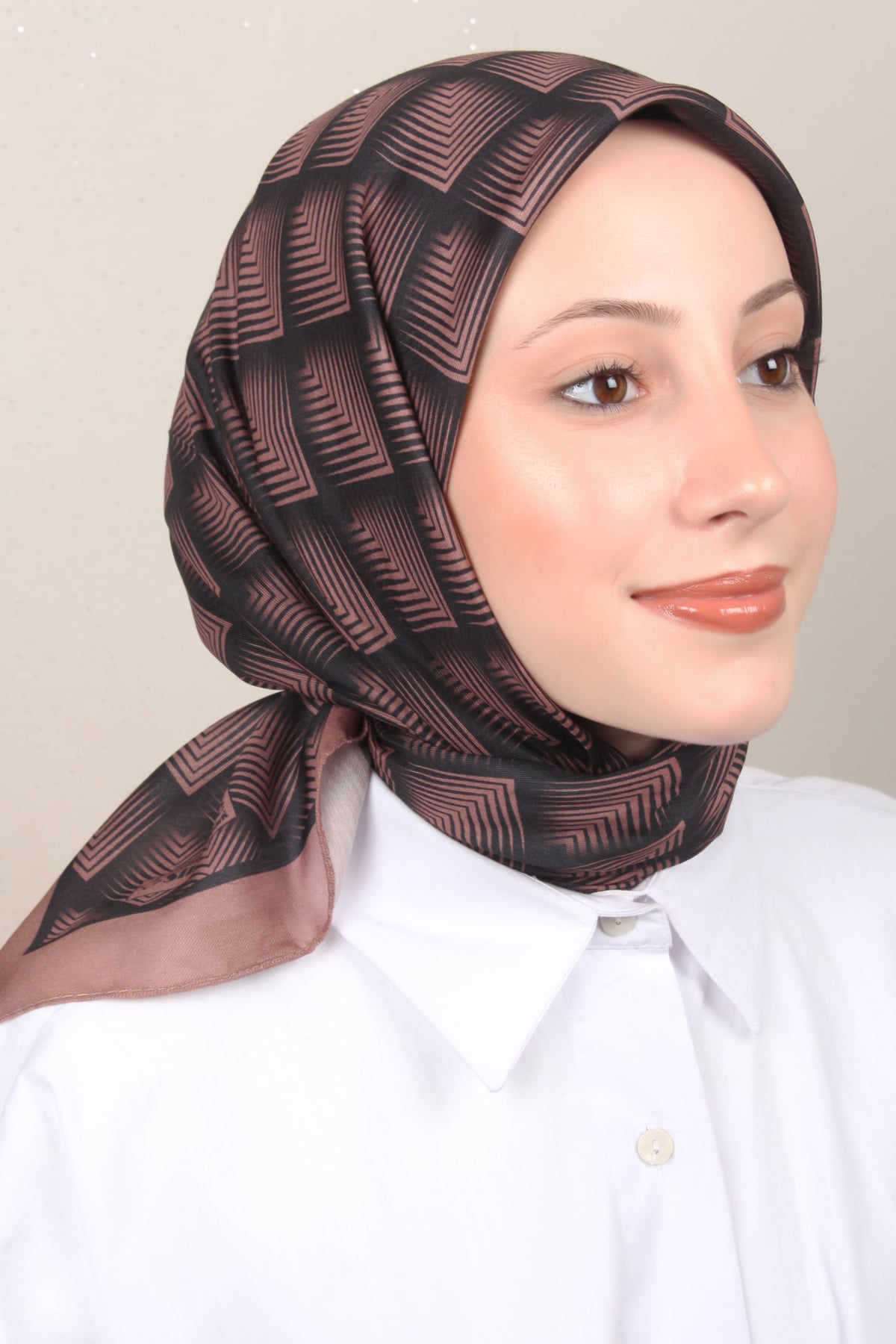 Silk Life Lotus Eşarp 4129-12 Kahve