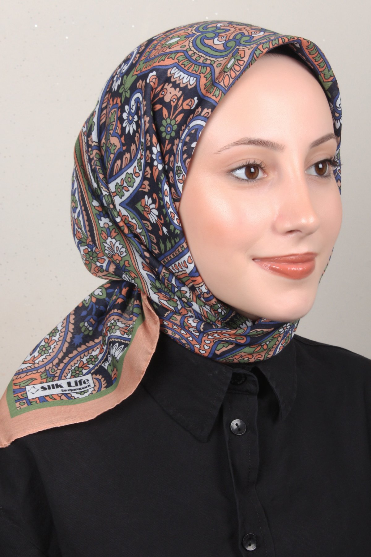 Silk Life Lotus Eşarp 4130-1 Taba 