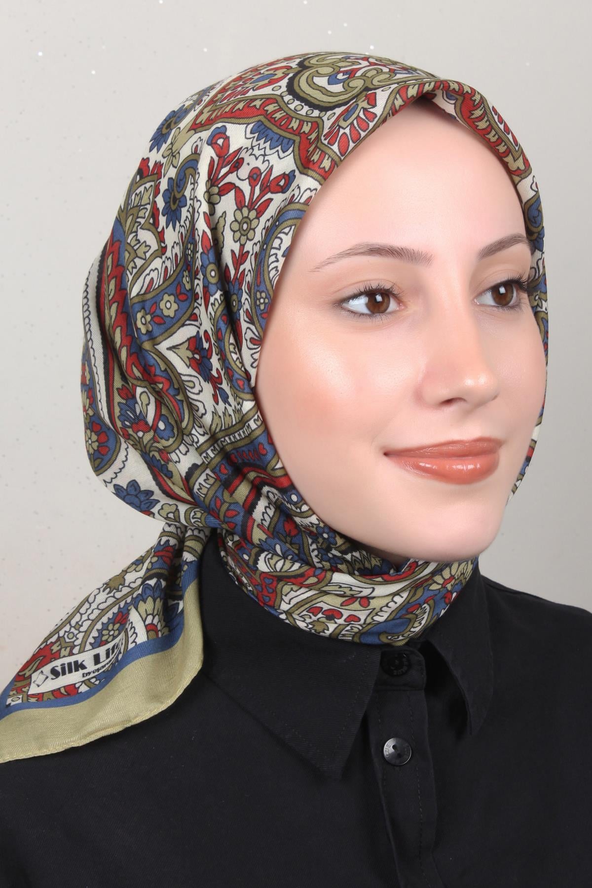 Silk Life Lotus Eşarp 4130-6 Yeşil 