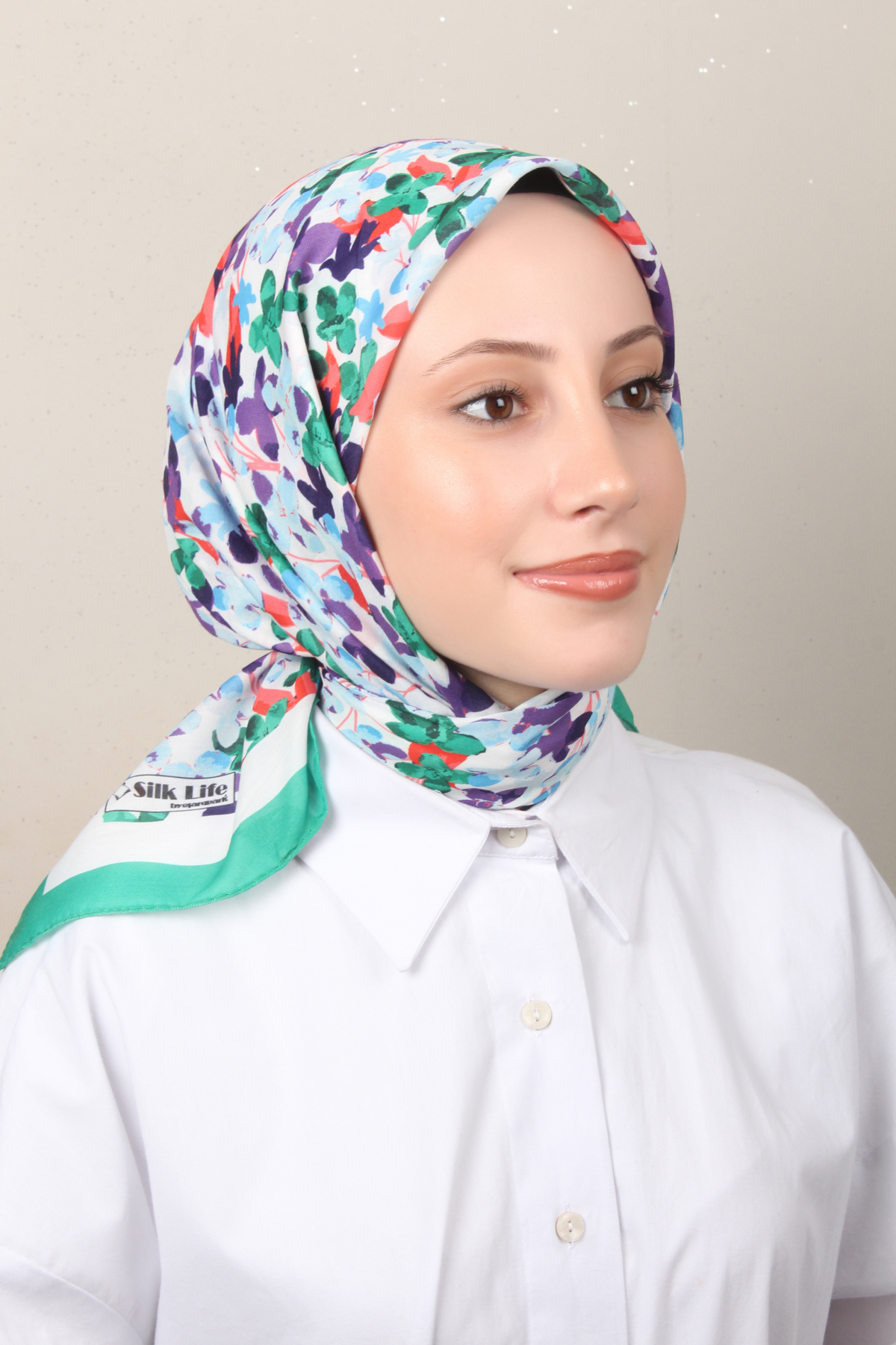 Silk Life Soft Pamuk Eşarp 4131-6 Yeşil 