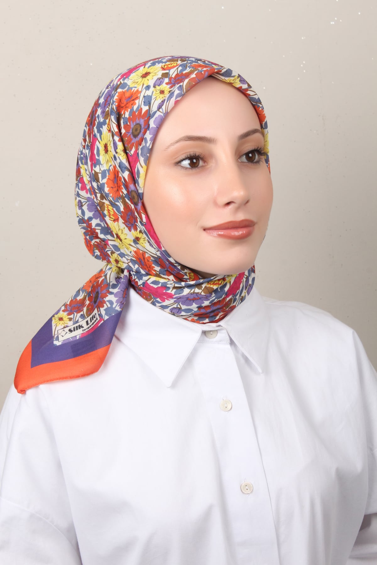 Silk Life Soft Pamuk Eşarp 4132-2 Turuncu