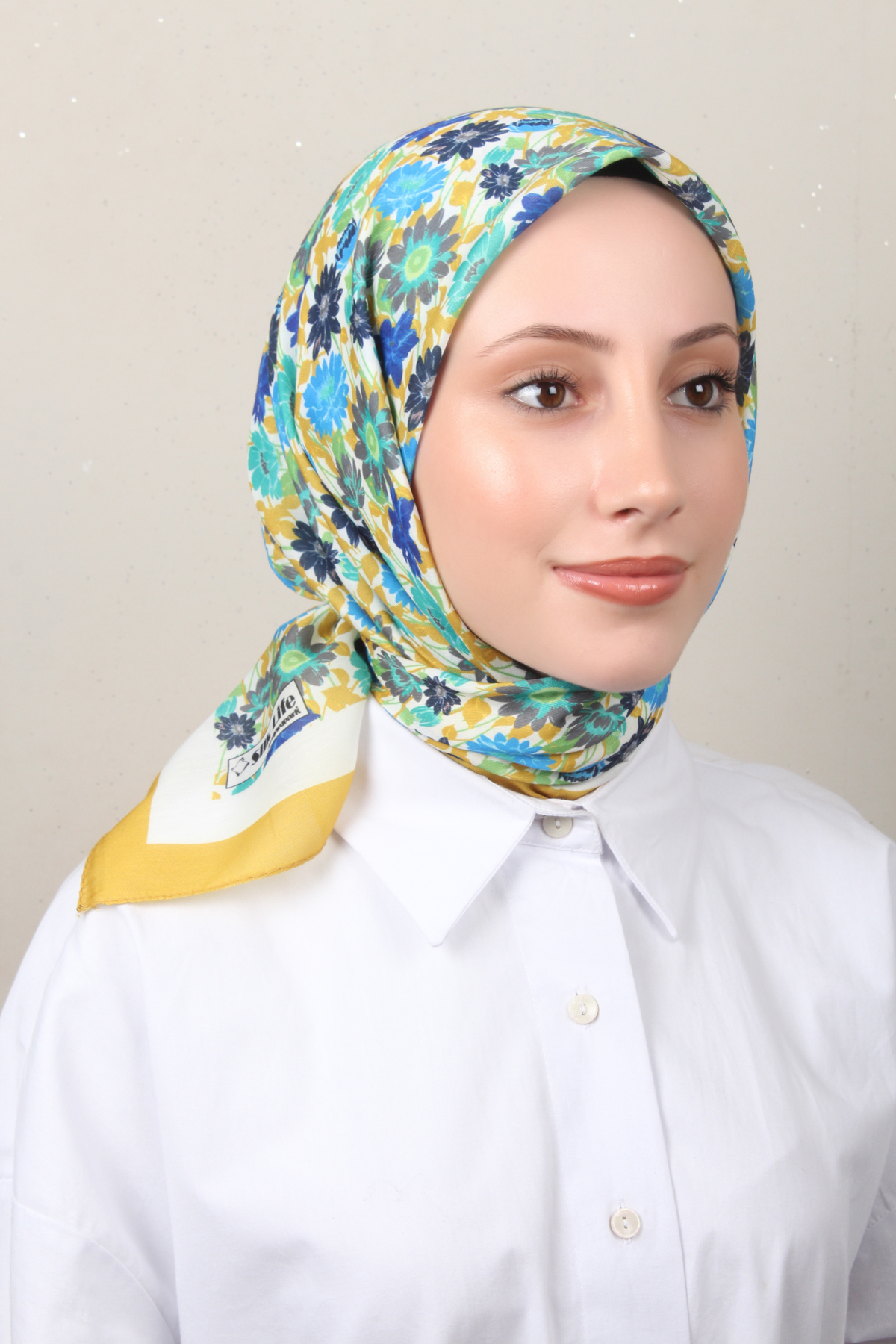 Silk Life Soft Pamuk Eşarp 4132-9 Açık Hardal 