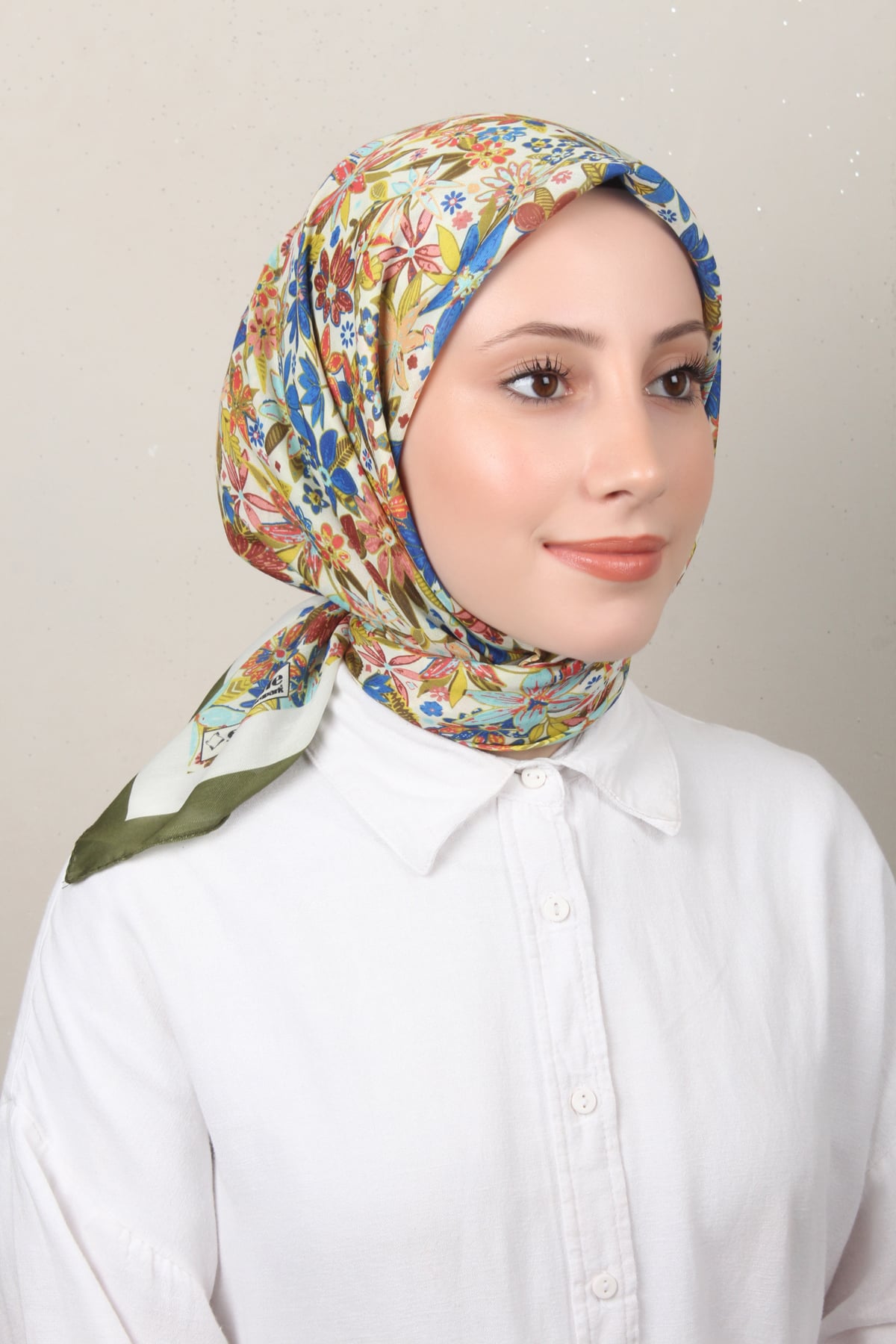 Silk Life Soft Pamuk Eşarp 4133-5 Asker Yeşili 