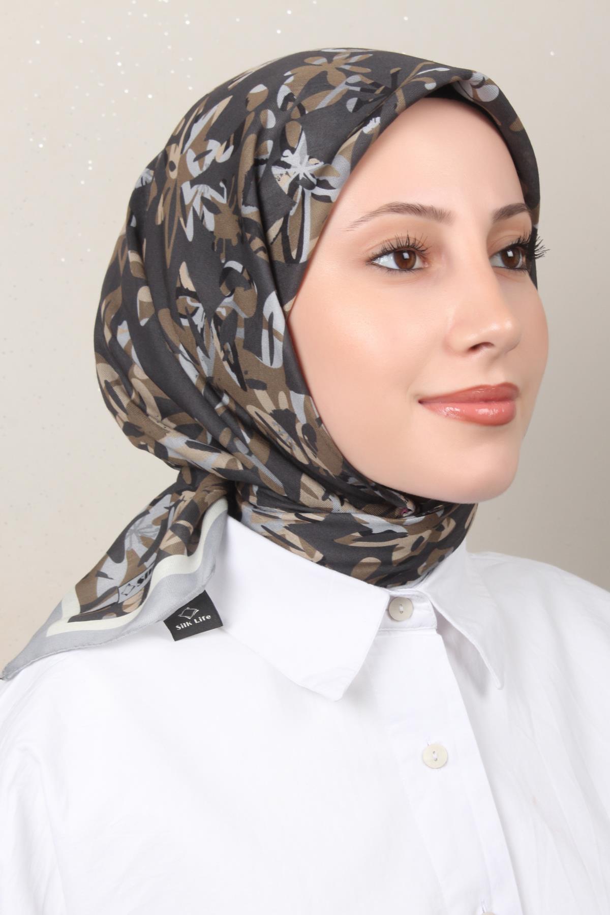Silk Life Soft Pamuk Eşarp 4134-2 Gri