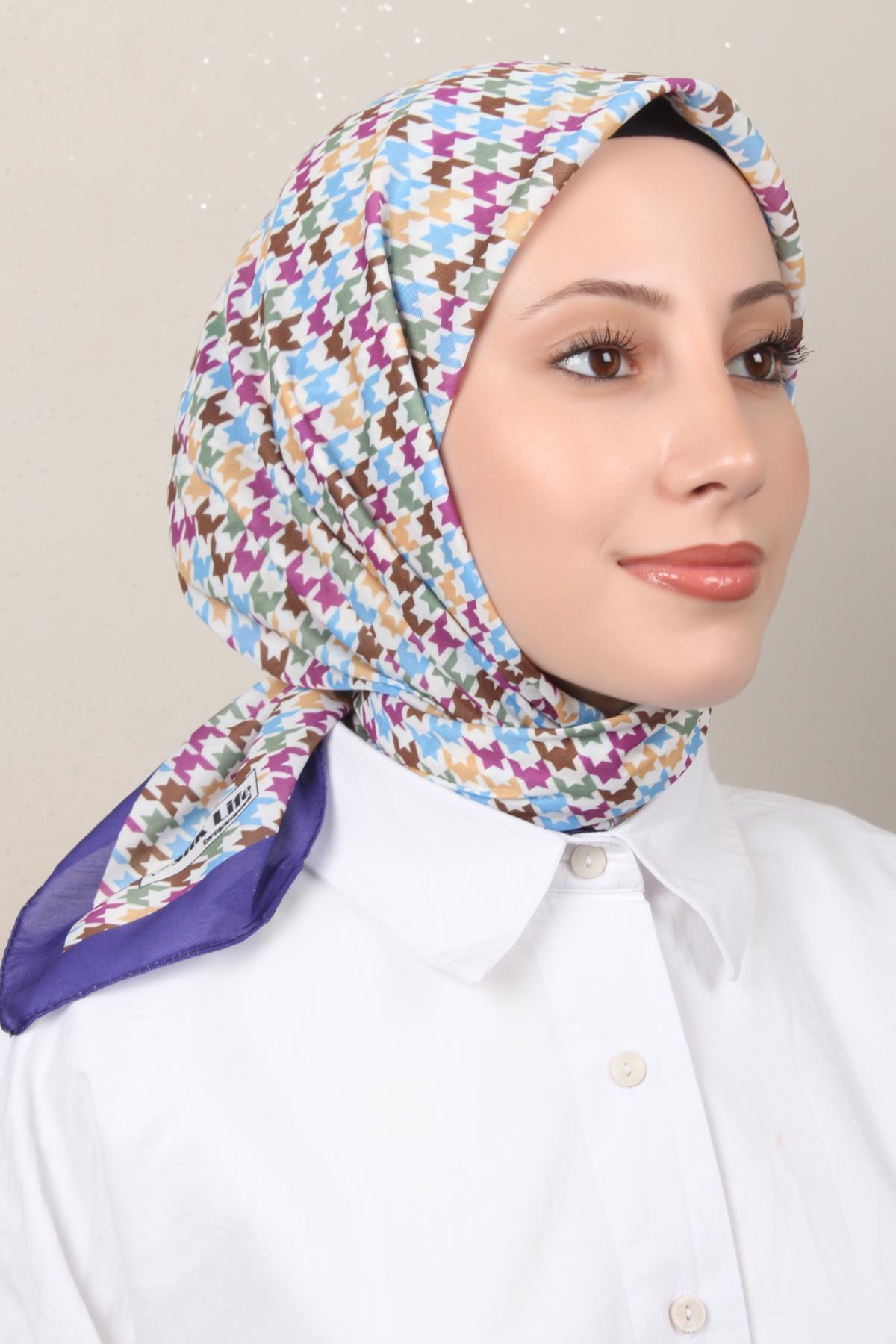 Silk Life Soft Pamuk Eşarp 4140-1 Mor 