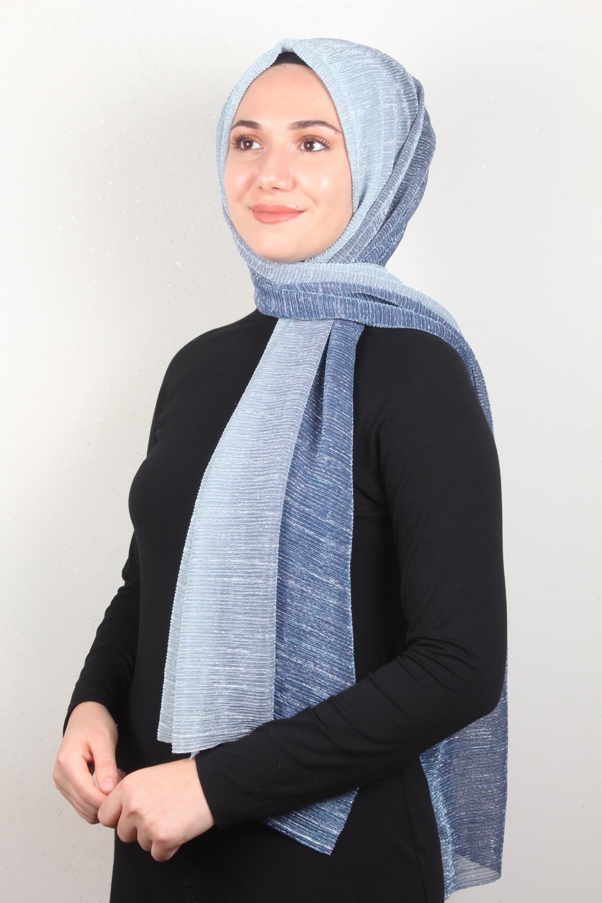 Simli Likralı Şal 608-3 Lila
