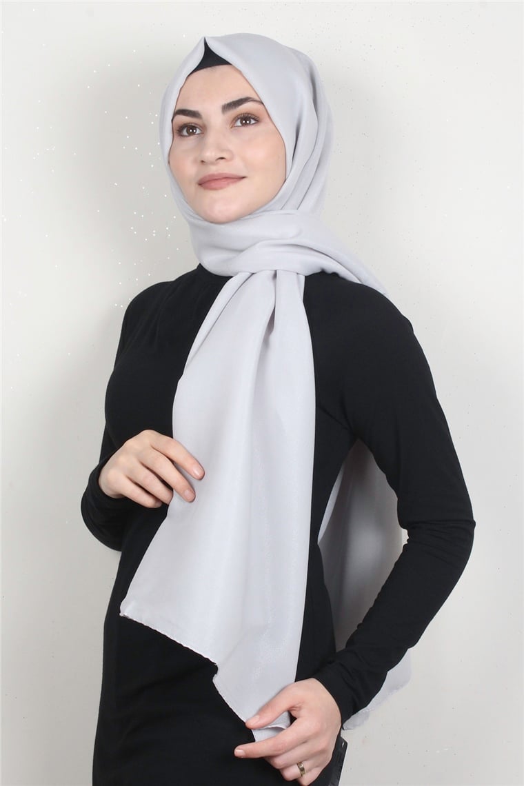 Simli Medine Şal 1365-14 Açık Gri