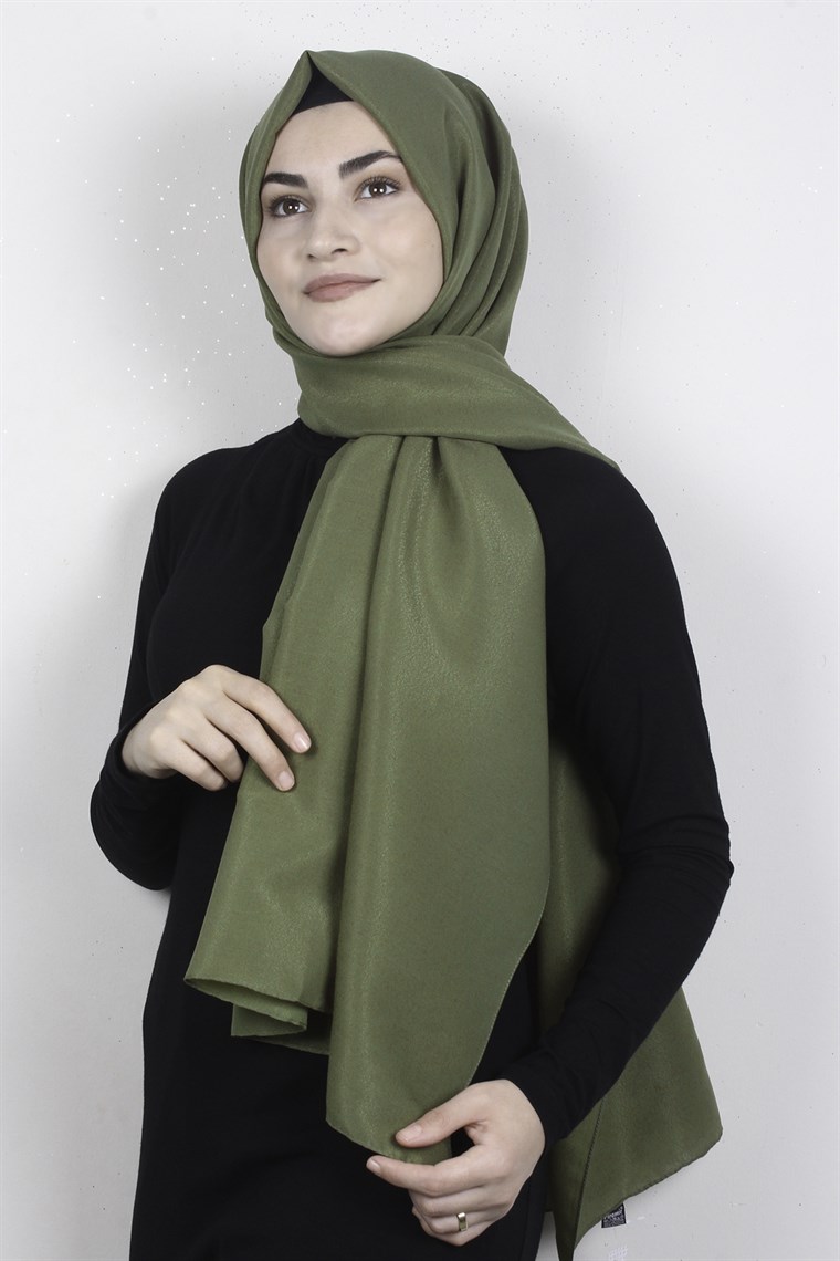 Simli Medine Şal 1365-8 Asker Yeşili