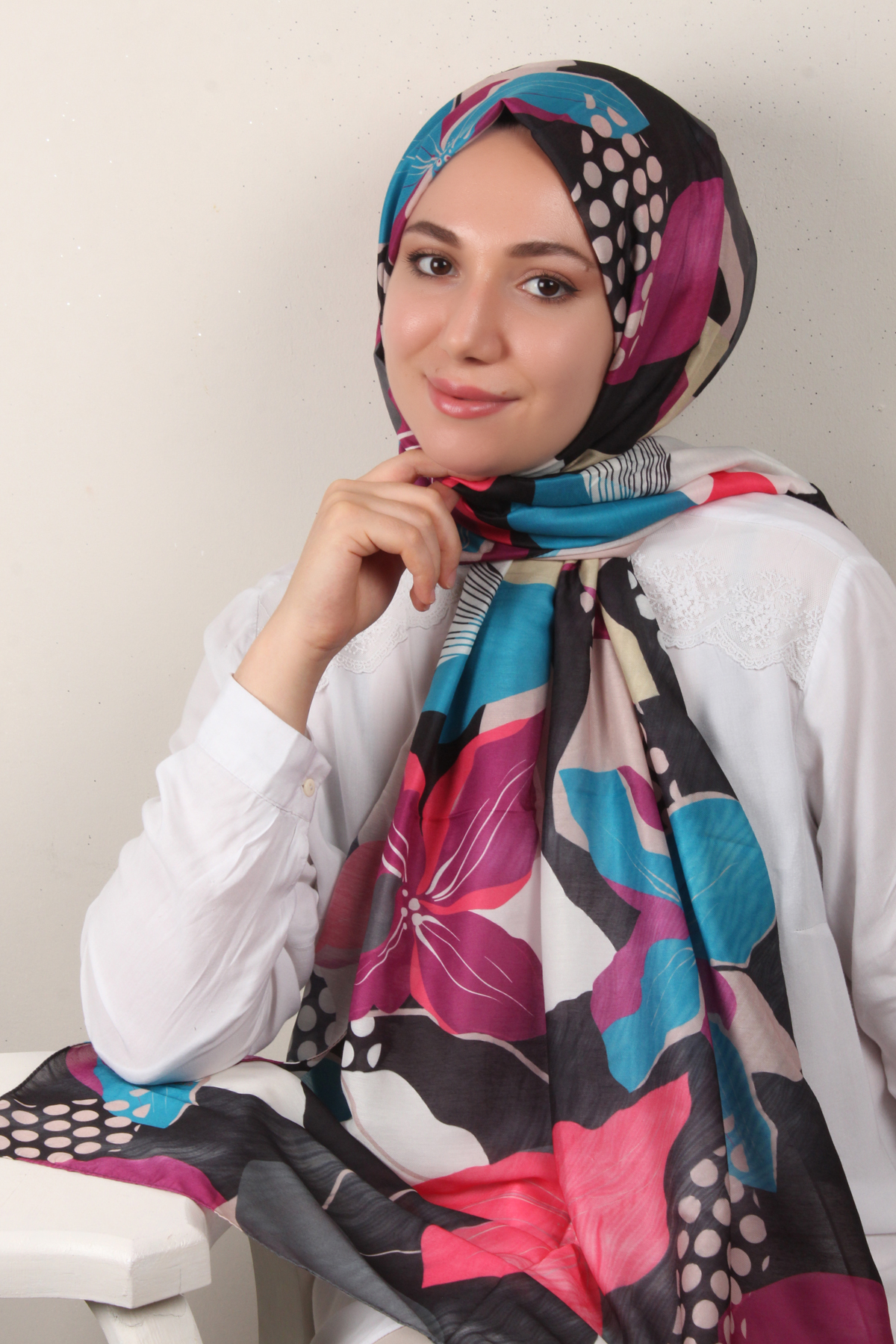 Soft Touch Şal 2763-7 Mavi-Pembe