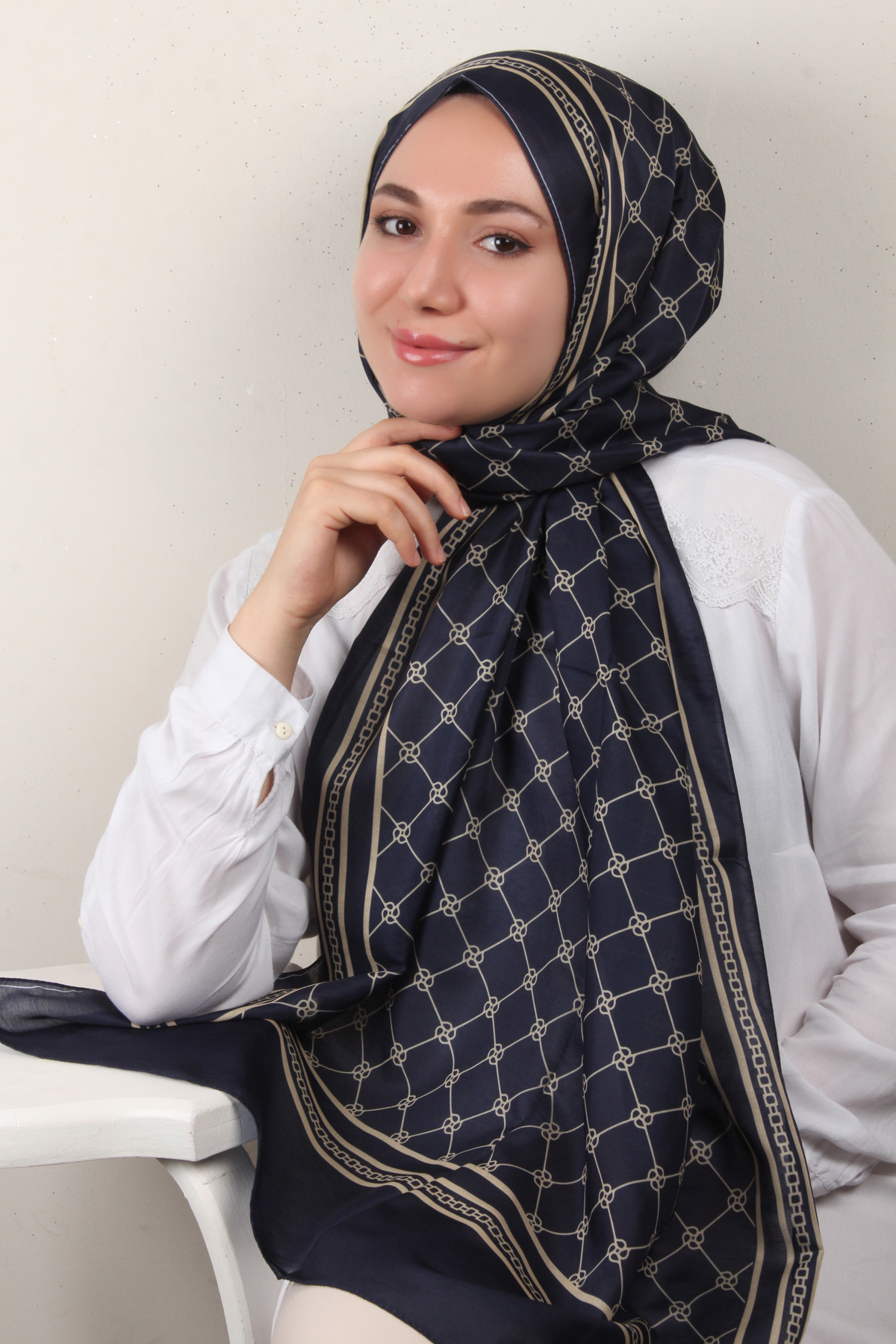 Soft Touch Şal 2764-9 Lacivert-Gold