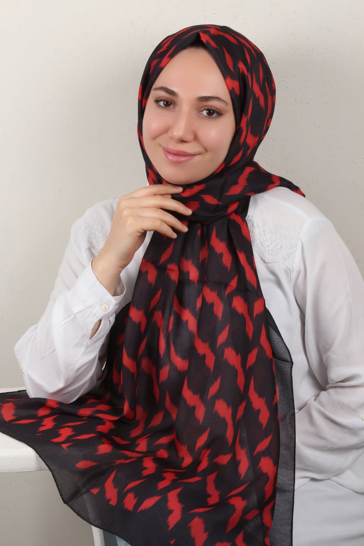 Soft Touch Şal 2776-14 Siyah-Kırmızı