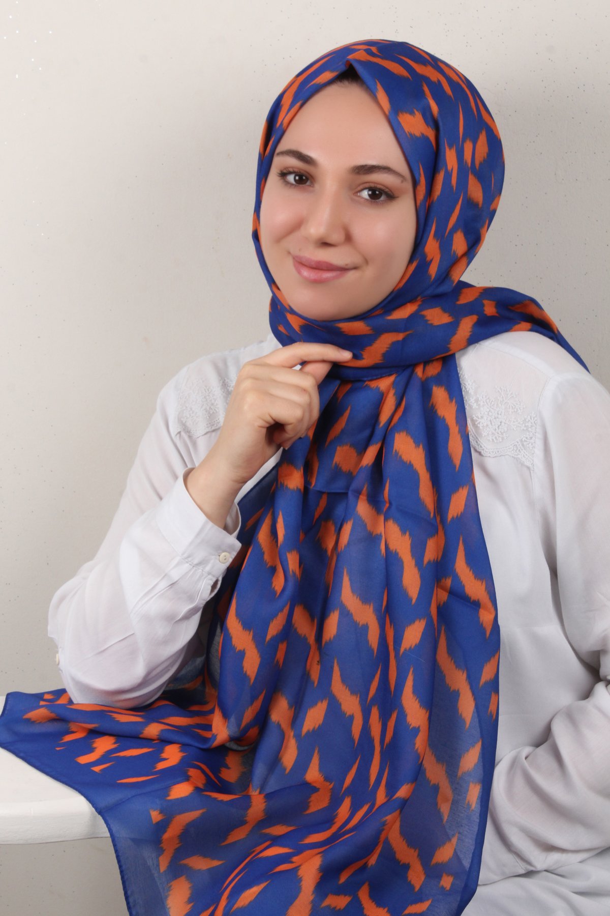 Soft Touch Şal 2776-2 Saks-Turuncu