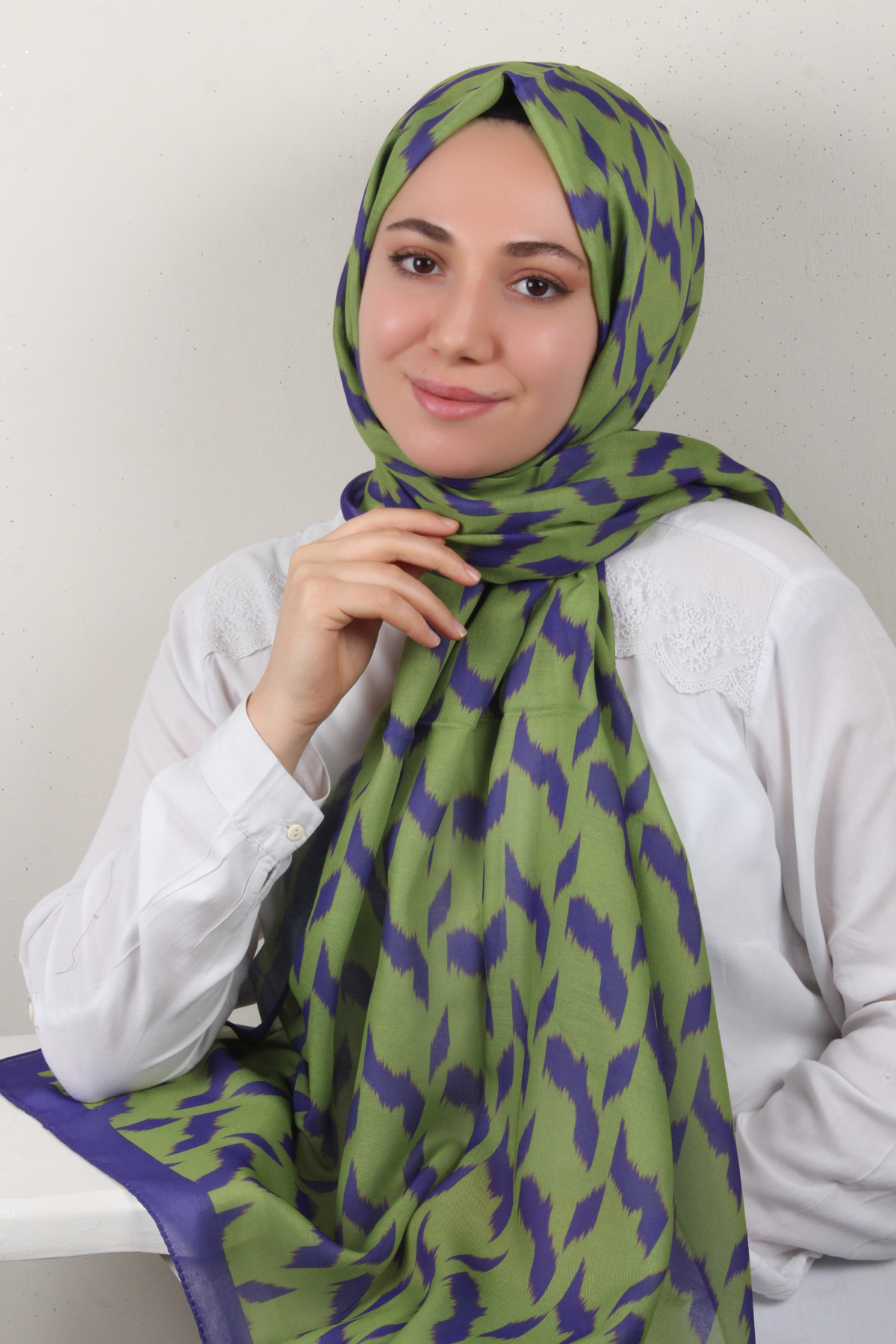 Soft Touch Şal 2776-24 Saks-Yeşil