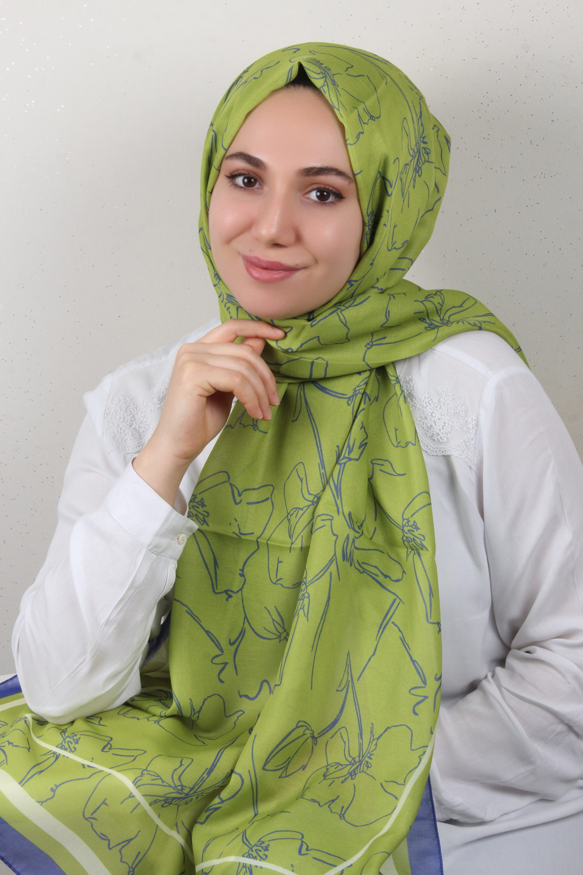 Soft Touch Şal 2777-1 Mor-Yeşil