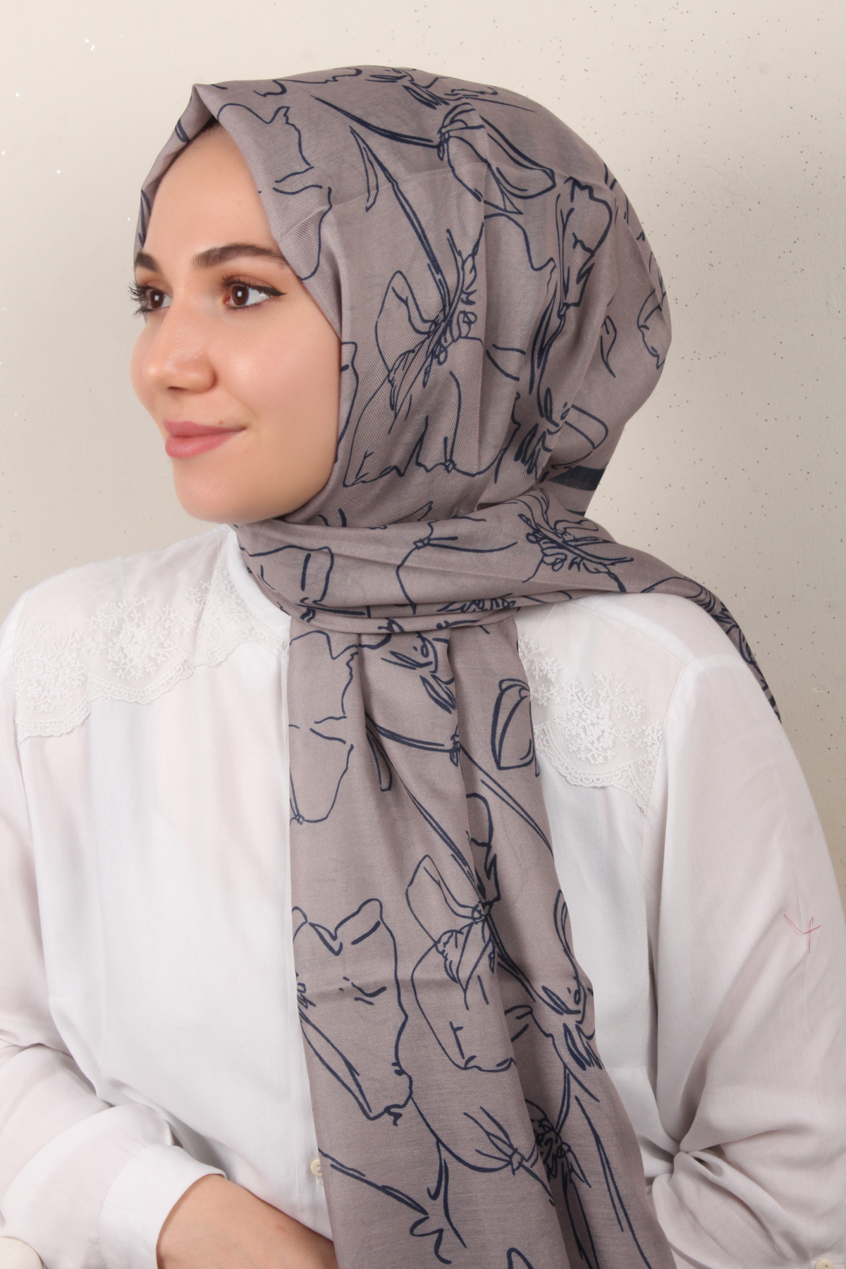 Soft Touch Şal 2777-12 Lacivert-Kül