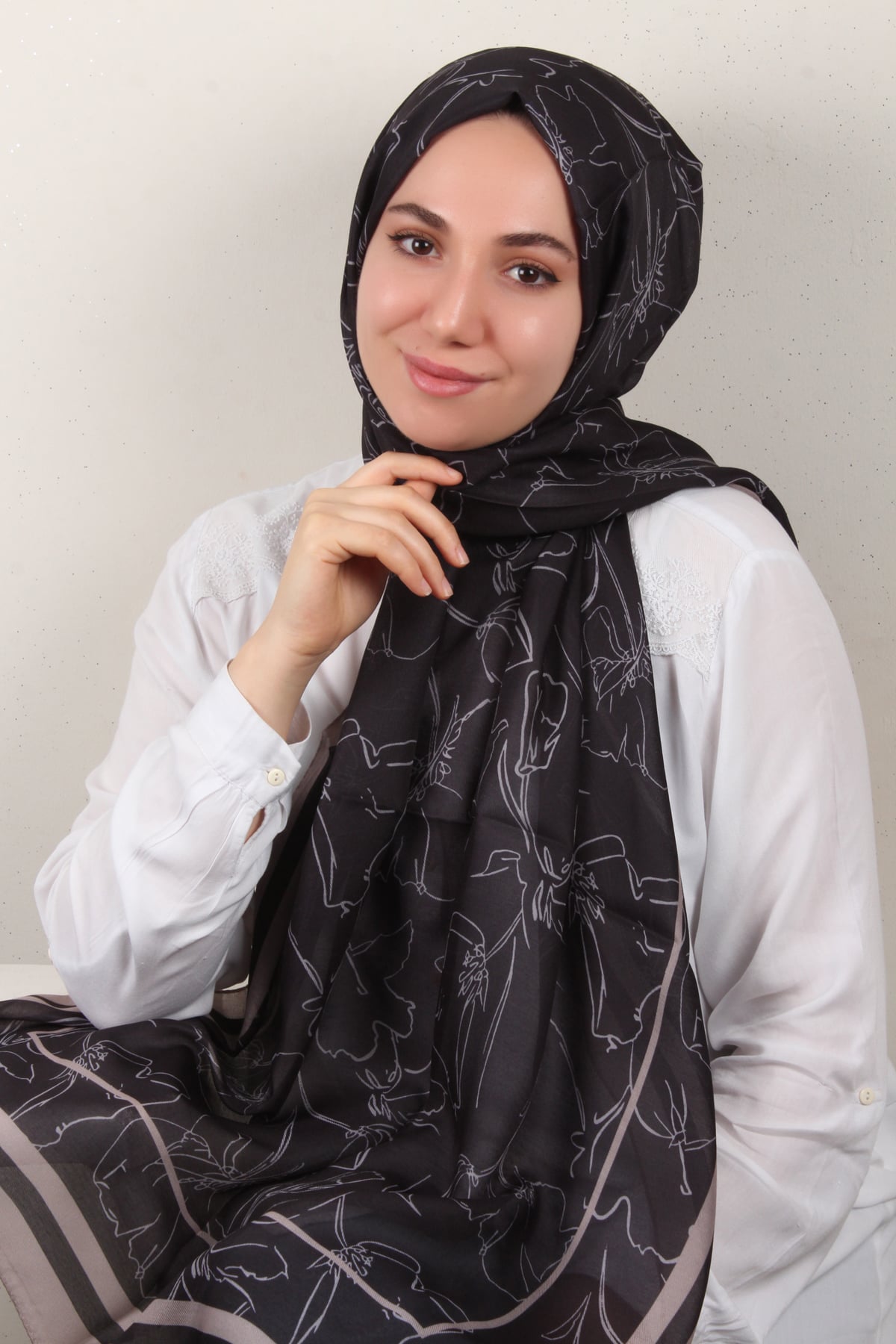 Soft Touch Şal 2777-19 Siyah-Vizon