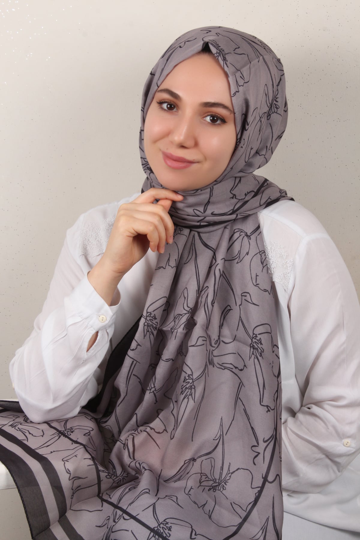 Soft Touch Şal 2777-2 Siyah-Füme