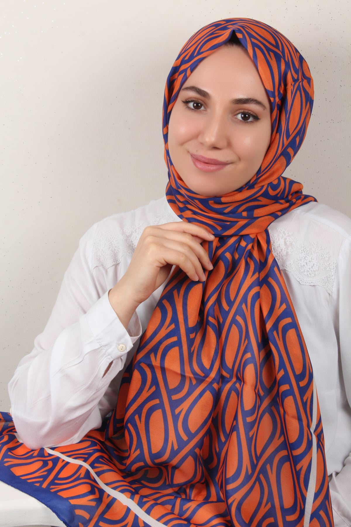 Soft Touch Şal 2778-3 Saks-Turuncu