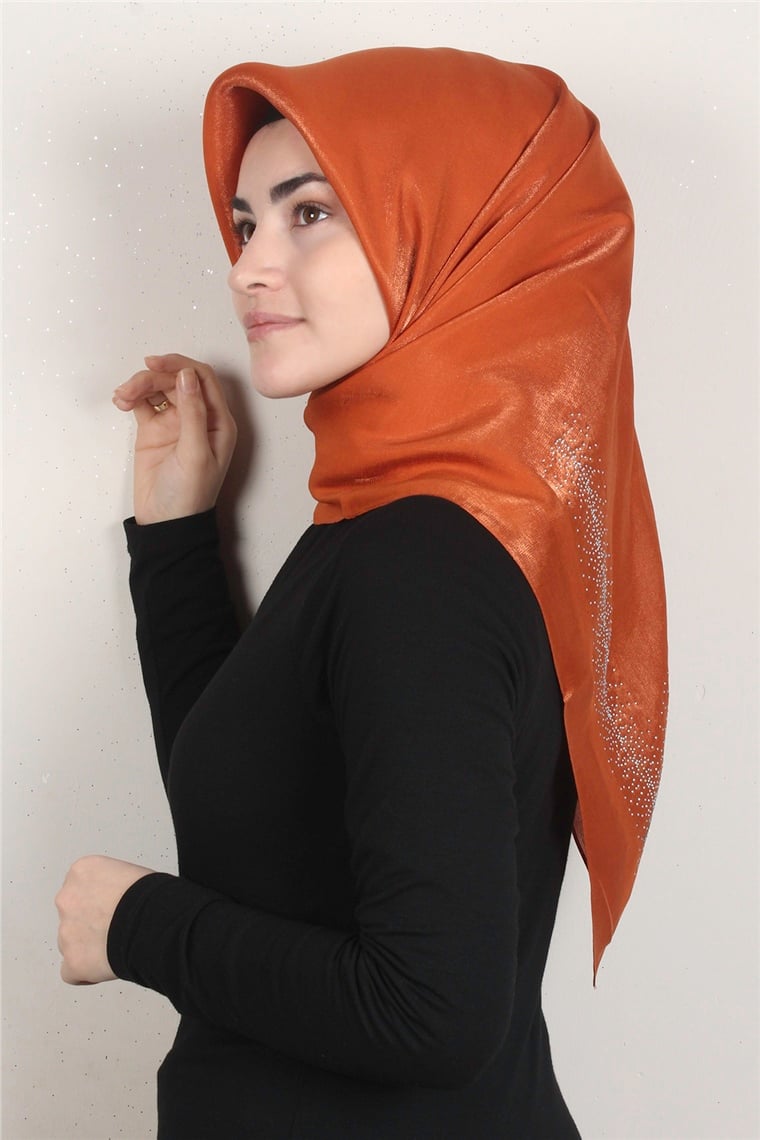 Taşlı Exclusive Eşarp 6000-17 Turuncu