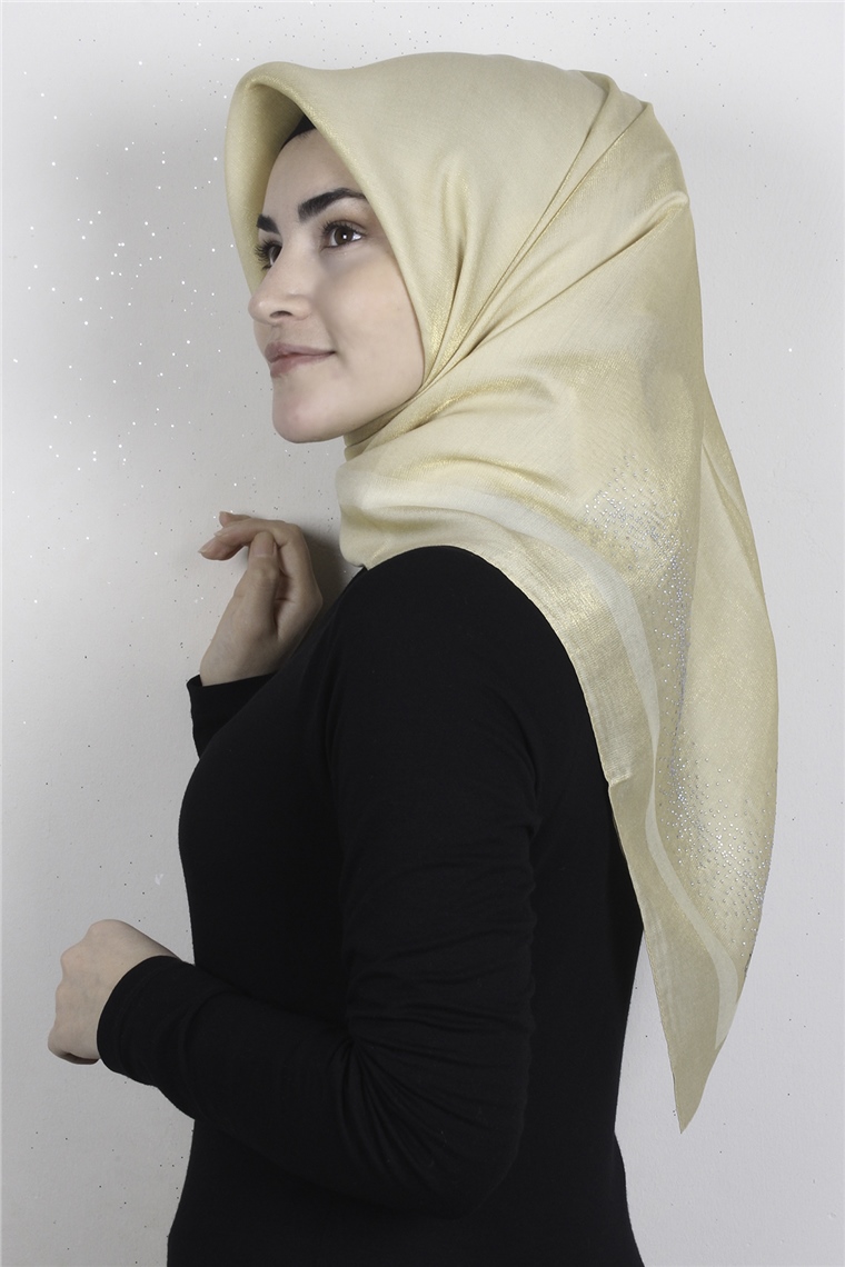 Taşlı Exclusive Eşarp 6000-18 Açık Gold