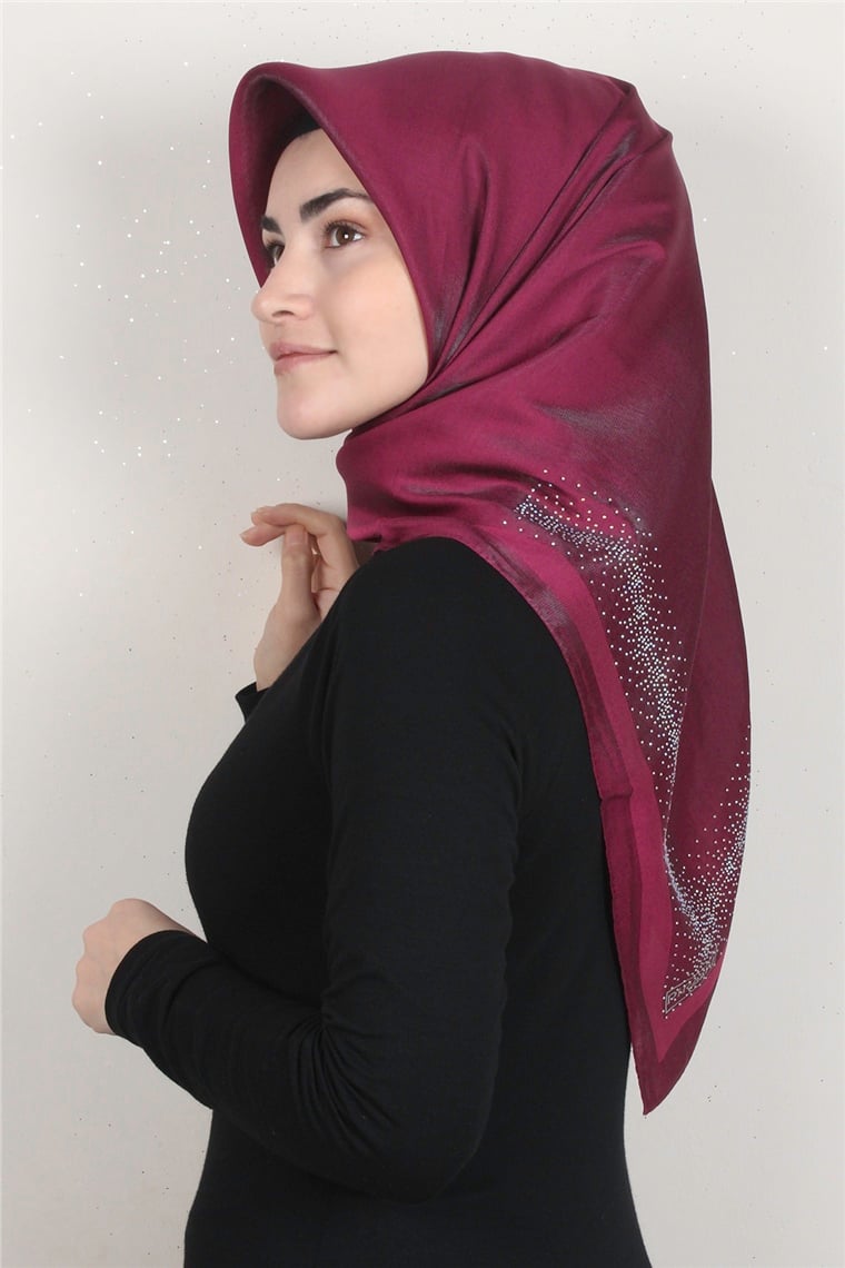 Taşlı Exclusive Eşarp 6000-23 Fuşya