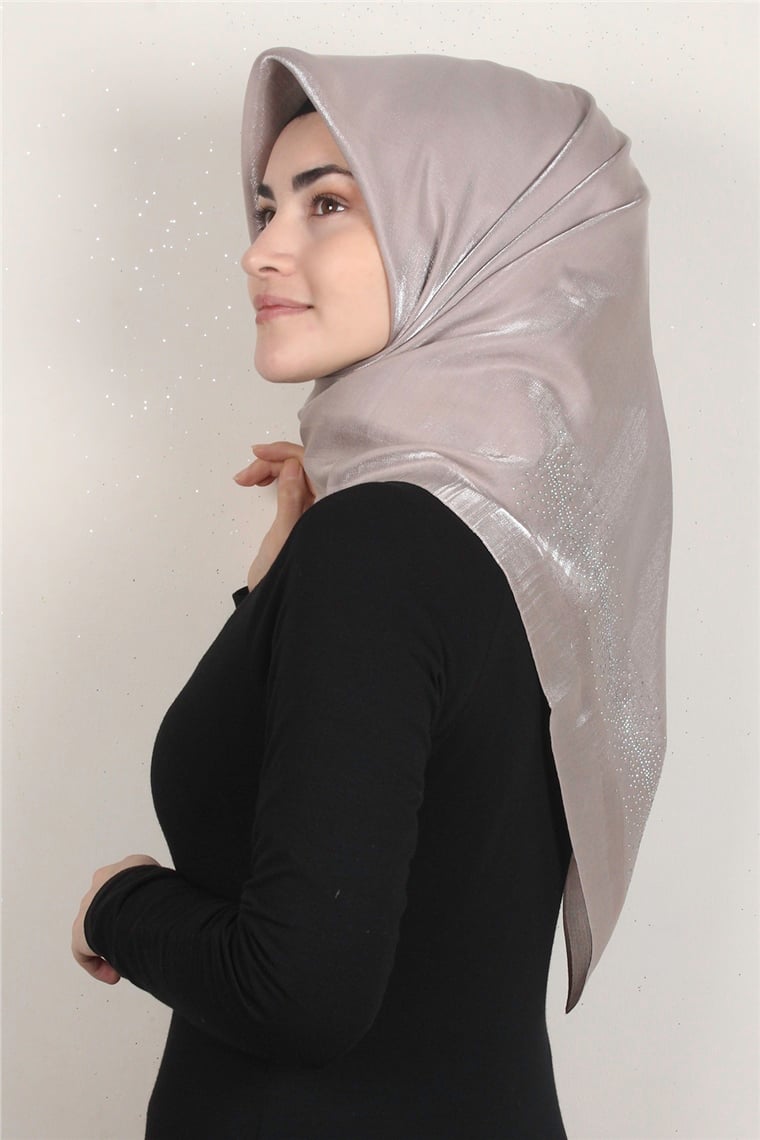 Taşlı Exclusive Eşarp 6000-26 Boz Kahve