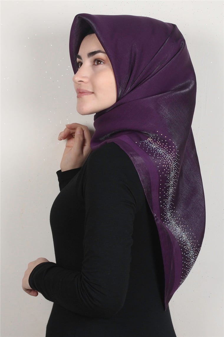 Taşlı Exclusive Eşarp 6000-29 Mor