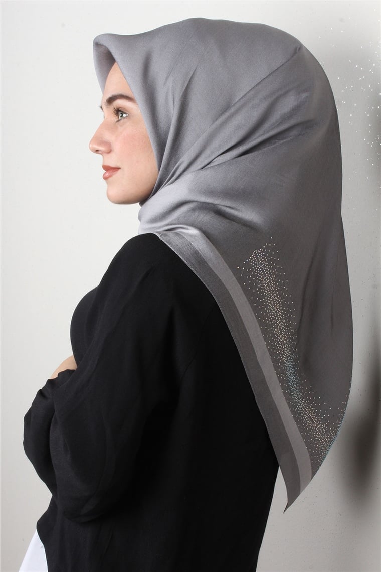 Taşlı Exclusive Eşarp 6000-5 Gri