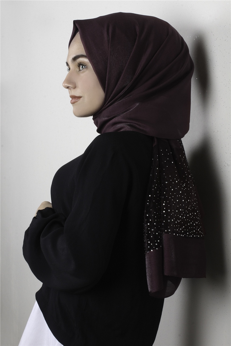 Taşlı Exclusive Şal 1606-11 Mürdüm