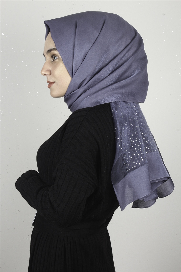 Taşlı Exclusive Şal 1606-12  İndigo