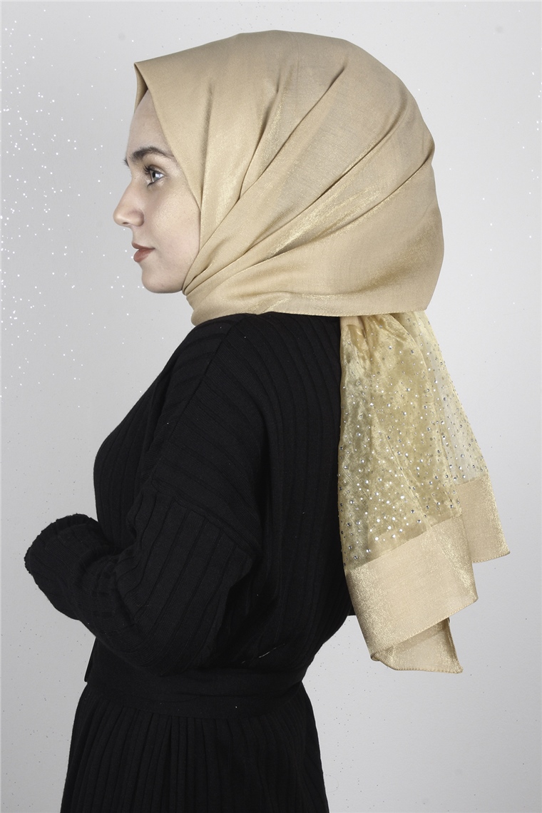 Taşlı Exclusive Şal 1606-14 Bal Köpüğü