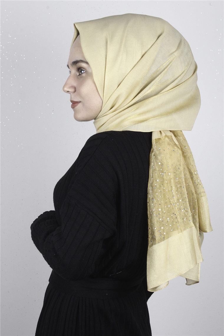 Taşlı Exclusive Şal 1606-15 Gold