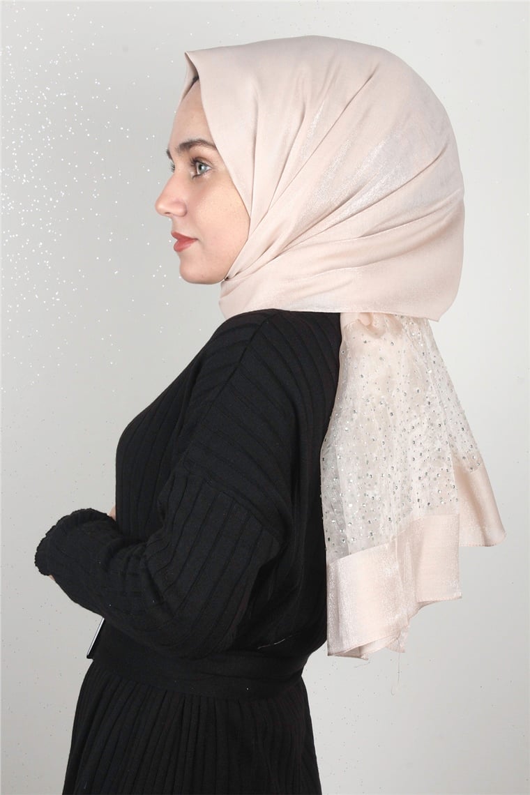 Taşlı Exclusive Şal 1606-16 Bej