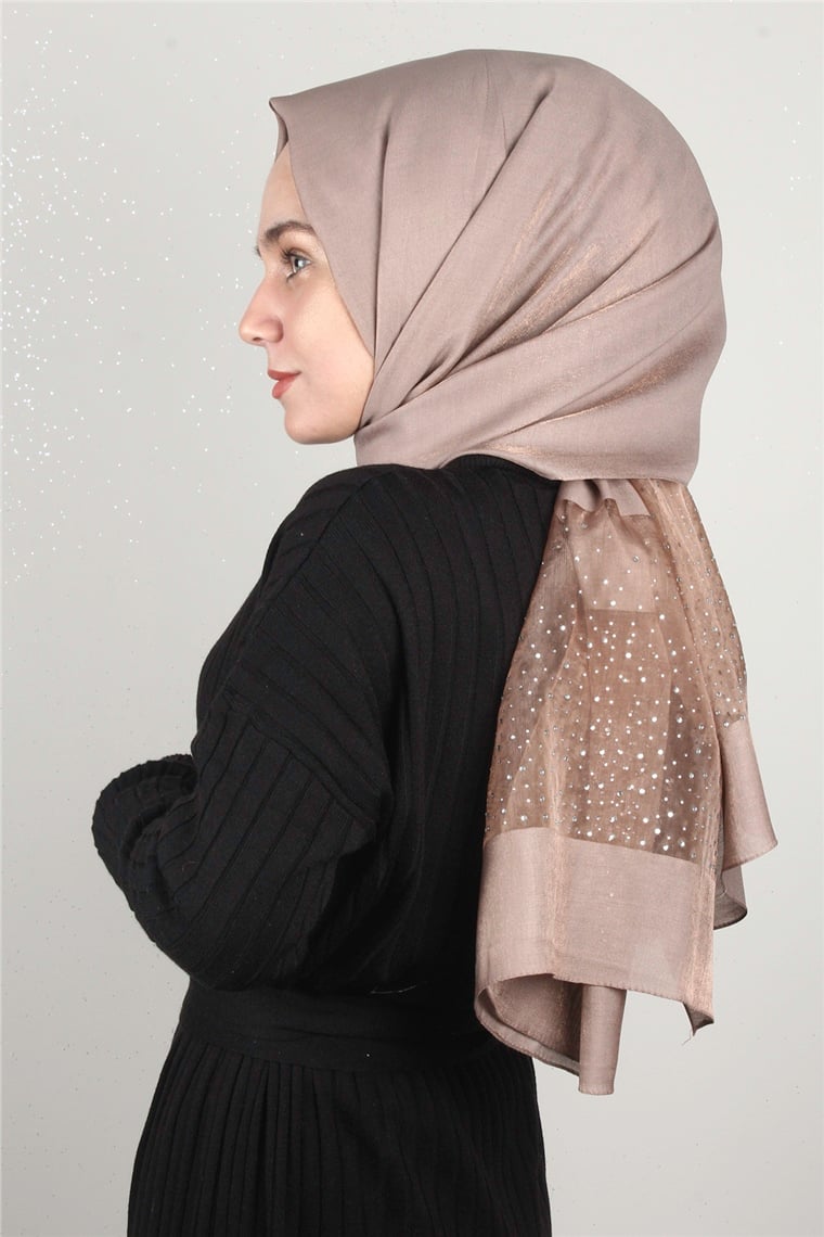 Taşlı Exclusive Şal 1606-19 Vizon