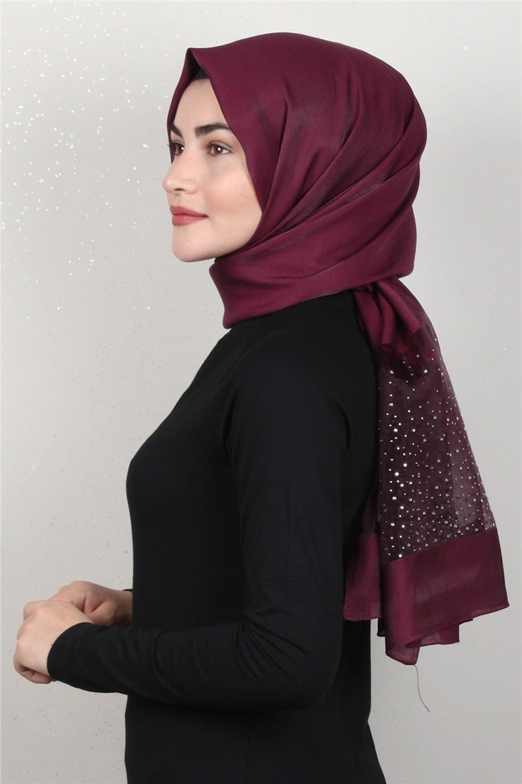 Taşlı Exclusive Şal 1606-21 Bordo