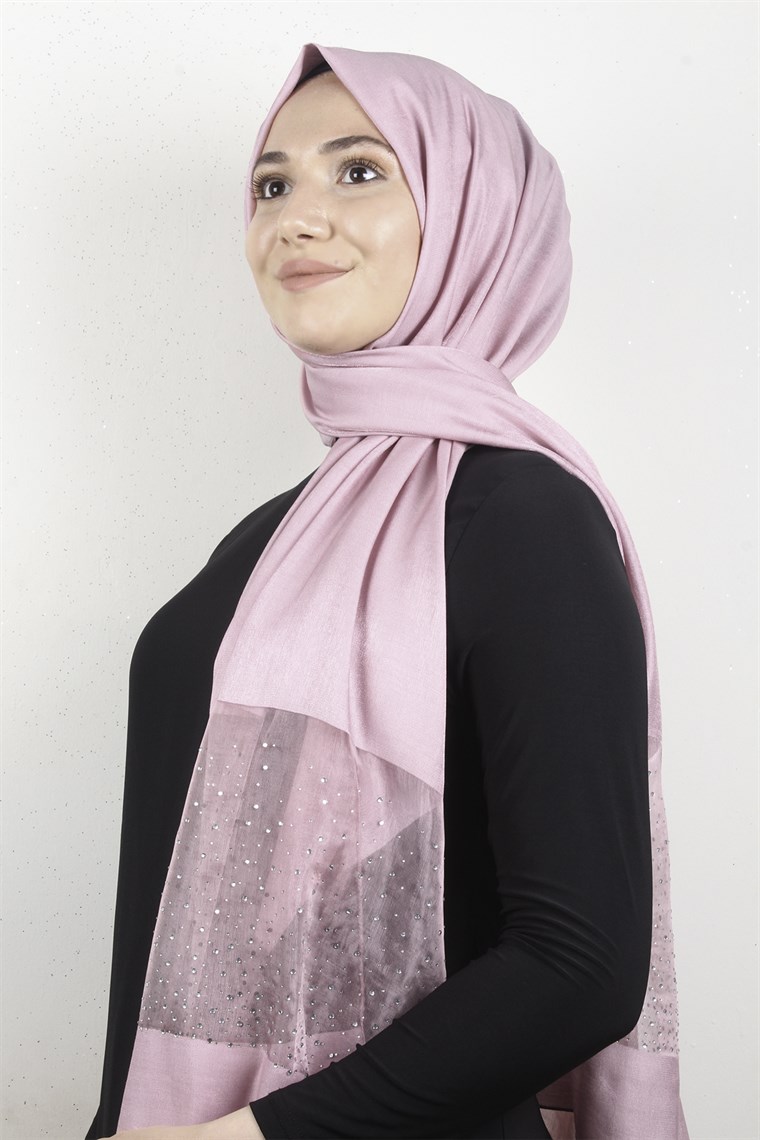 Taşlı Exclusive Şal 1606-29 Pembe