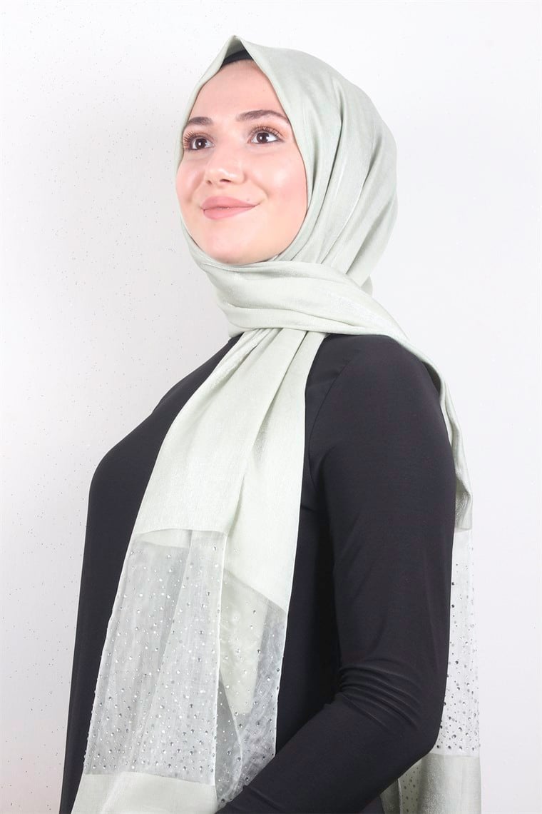 Taşlı Exclusive Şal 1606-30 Su Yeşili