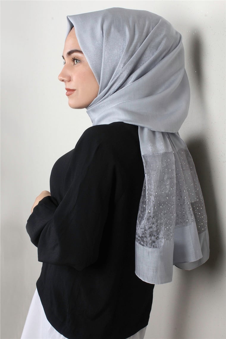 Taşlı Exclusive Şal 1606-4 Gri