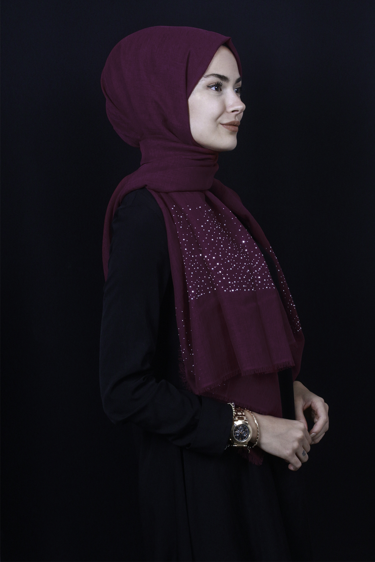 Taşlı Haiti Şal 2801-13 Fuşya