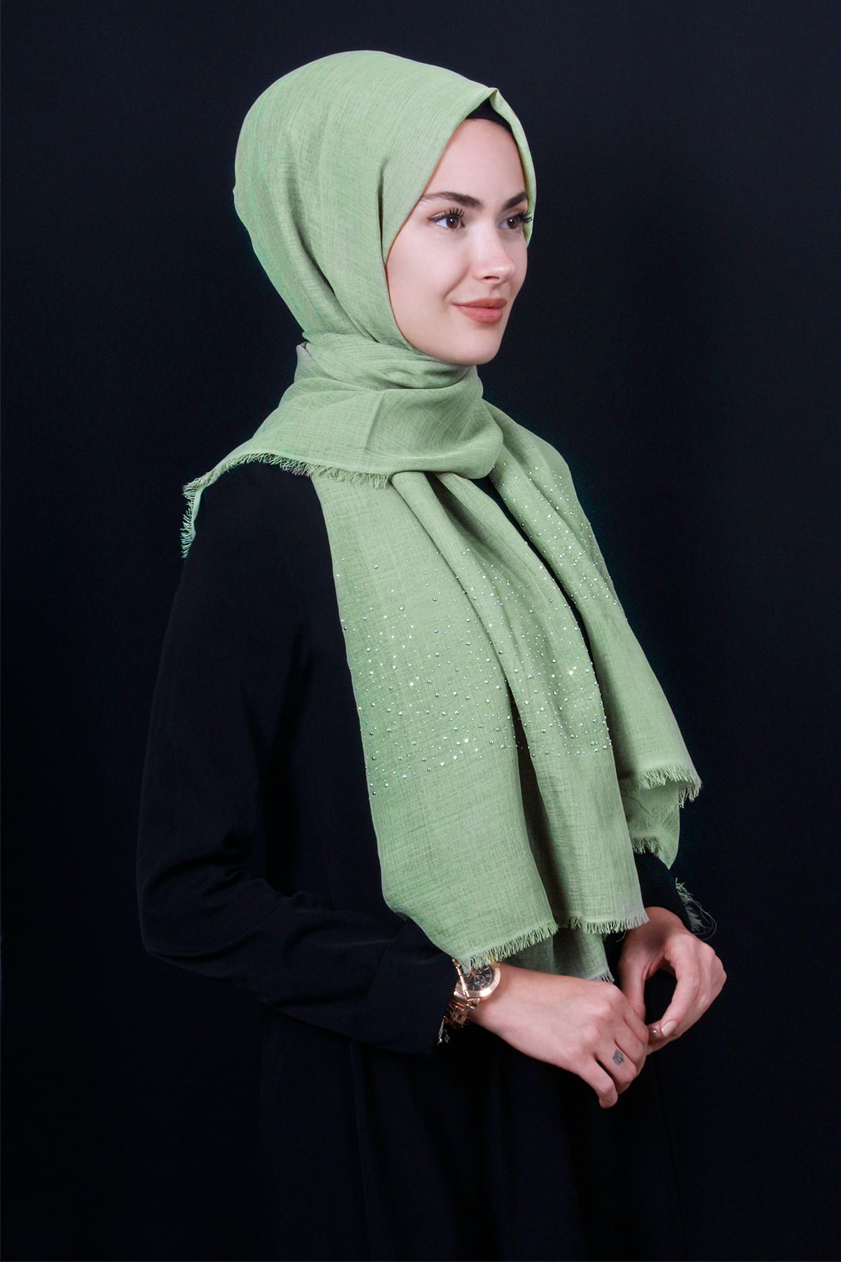 Taşlı Haiti Şal 2801-4 Su Yeşili