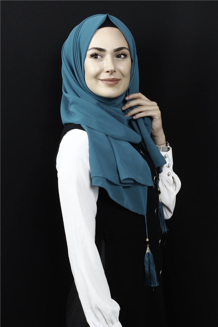 Tesettür Püsküllü Şal 1241-3