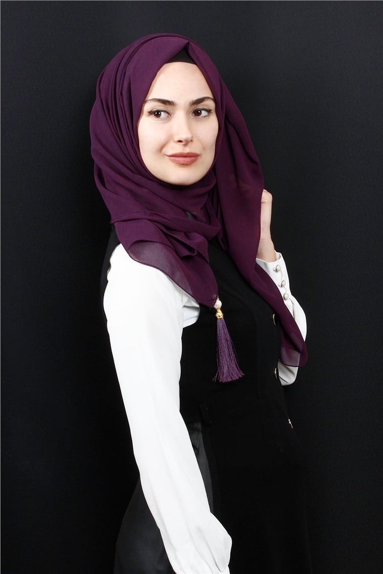 Tesettür Püsküllü Şal 1241-32